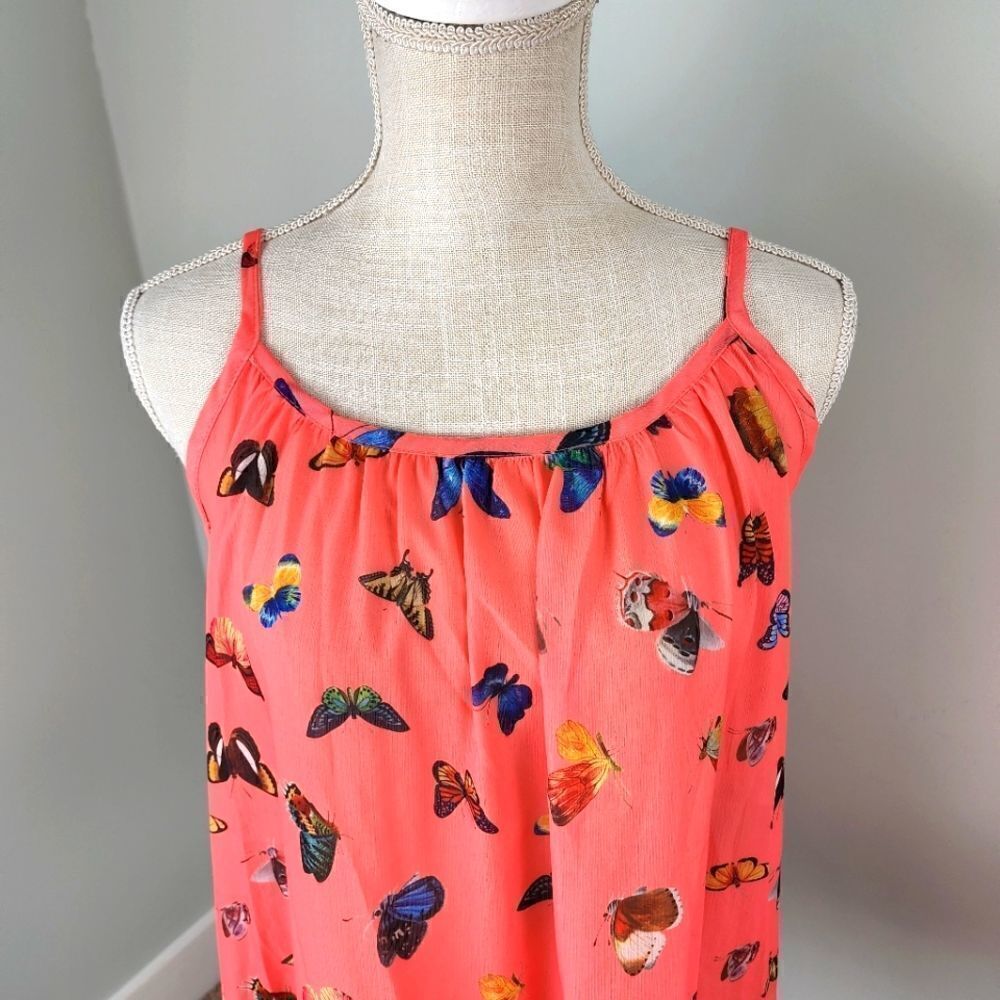 GOING OUT BOHO STYLE BUTTERFLY SLEEVELESS TOP SIZE XL CORAL COLOR - Picture 3 of 7